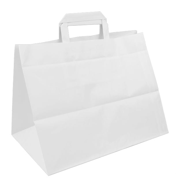 Bolsas de papel marrón y blanco para la línea de comida para llevar