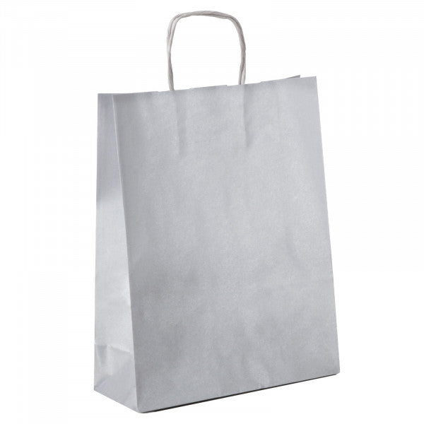 Bolsa de compras de papel de color marrón con asa retorcida