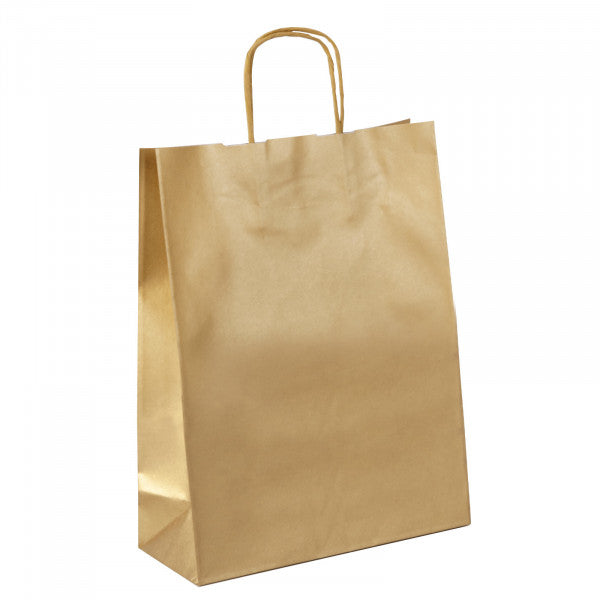 Shopper in carta colorata avana con maniglia ritorta